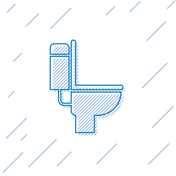Niebieska toaleta ikona linii muszli na białym tle. Ilustracja wektorowa — Wektor stockowy