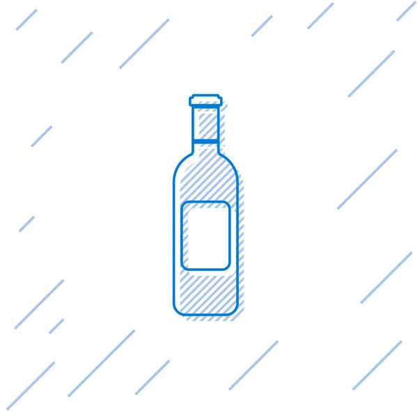 Azul Botella de vino icono de la línea aislado sobre fondo blanco. Ilustración vectorial — Vector de stock