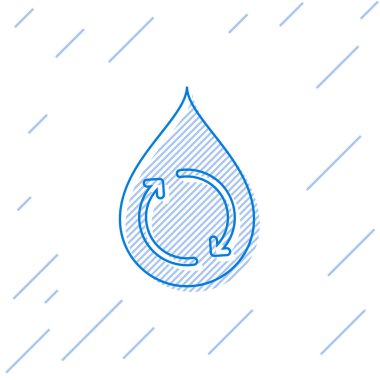 Mavi Geri Dönüşüm temiz aqua line simgesi beyaz arka plan üzerinde izole. İşaret geri dönüşüm ile su damlası. Vektör İllüstrasyonu