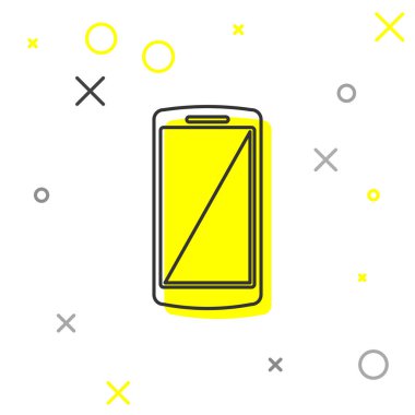 Gri Smartphone, beyaz arka planda izole cep telefonu hattı simgesi. Vektör İllüstrasyonu