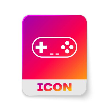 Beyaz Gamepad simgesi beyaz arka planda yalıtılmış. Oyun kumandası. Dikdörtgen renk düğmesi. Vektör İllüstrasyonu
