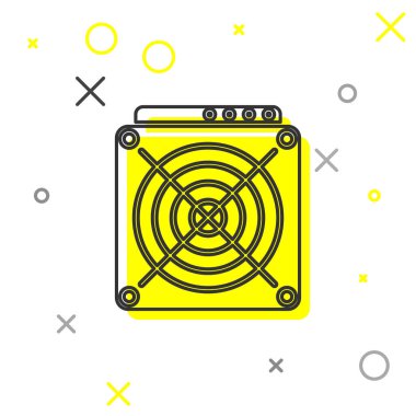 Gri Asic Miner çizgi simgesi beyaz arka plan üzerinde izole. Kripto para madenciliği ekipman ve donanım. Uygulamaya özel entegre devre. Vektör İllüstrasyonu