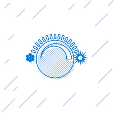 Mavi Termostat çizgi simgesi beyaz arka plan üzerinde izole. Sıcaklık kontrolü. Vektör İllüstrasyonu