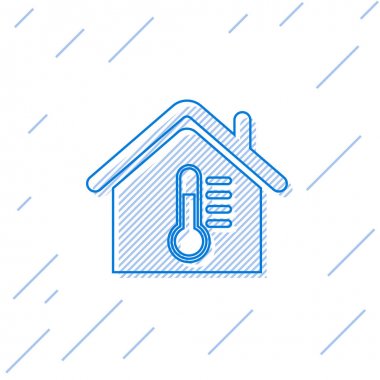 Beyaz arka planda yalıtılmış Mavi Saray sıcaklık çizgisi simgesi. Termometre simgesi. Vektör İllüstrasyonu