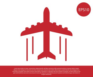 Kırmızı Düzlem simgesi beyaz arka planda yalıtılmış. Uçan uçak simgesi. Uçak işareti. Vektör İllüstrasyonu