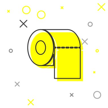 Gri Tuvalet kağıdı rulo çizgi simgesi beyaz arka plan üzerinde izole. Vektör İllüstrasyonu