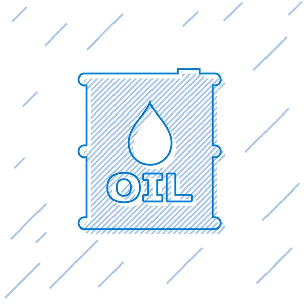 Blue Oil barrel line icon isolated on white background. Oil drum container. For infographics, fuel, industry, power, ecology. Vector Illustration — Stock Vector