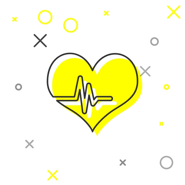 Grey Heart rate line icon isolated on white background. Heartbeat sign. Heart pulse icon. Cardiogram icon. Vector Illustration — Stock Vector