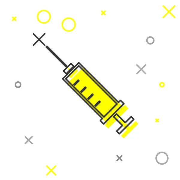 Icono de línea de jeringa gris aislado sobre fondo blanco. Jeringa para vacuna, vacunación, inyección, vacuna contra la gripe. Equipo médico. Ilustración vectorial — Archivo Imágenes Vectoriales