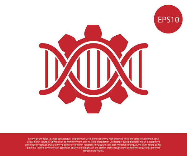 Red Genetic engineering icon isolated on white background. DNA analysis, genetics testing, cloning, paternity testing. Vector Illustration