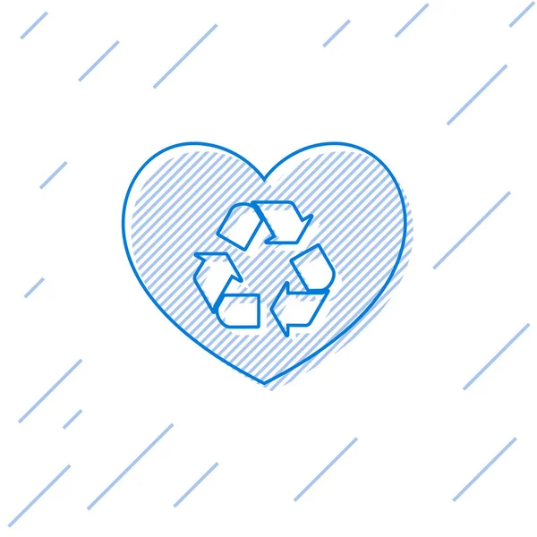 Blue Eco friendly heart line icon isolated on white background. Heart eco recycle nature bio. Environmental concept. Vector Illustration — Stock Vector