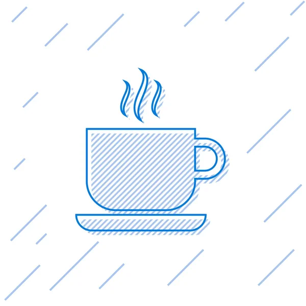 Icône de ligne café bleu isolé sur fond blanc. Une tasse de thé. Café chaud. Illustration vectorielle — Image vectorielle