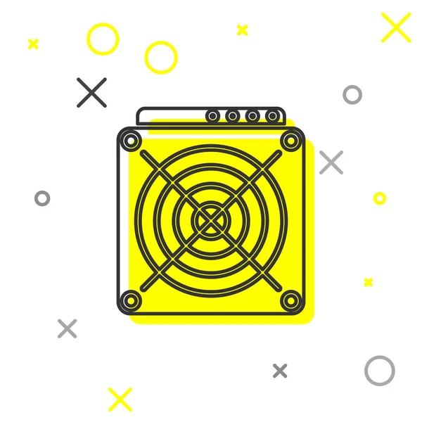 Gri Asic Miner çizgi simgesi beyaz arka plan üzerinde izole. Kripto para madenciliği ekipman ve donanım. Uygulamaya özel entegre devre. Vektör İllüstrasyonu