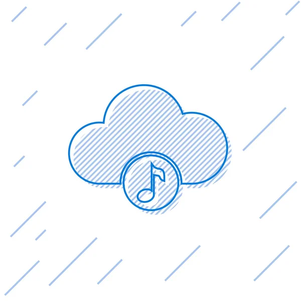 Blue Music streaming service line icon isolated on white background. Sound cloud computing, online media streaming, online song, audio wave. Vector Illustration — Stock Vector