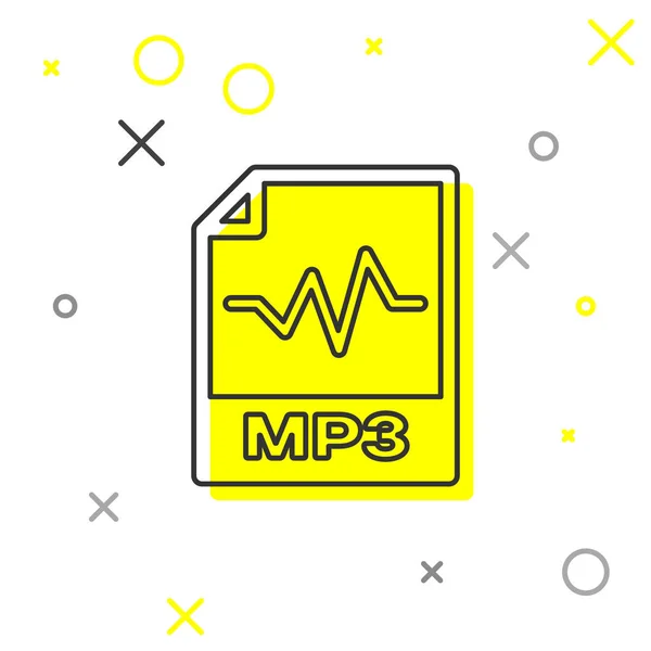 Grey MP3 file document icon. Download mp3 button line icon isolated on white background. Mp3 music format sign. MP3 file symbol. Vector Illustration — Stock Vector
