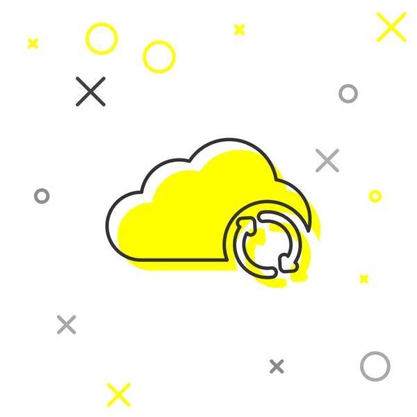 Icône de ligne de rafraîchissement de synchronisation Grey Cloud isolée sur fond blanc. Nuage et flèches. Illustration vectorielle — Image vectorielle