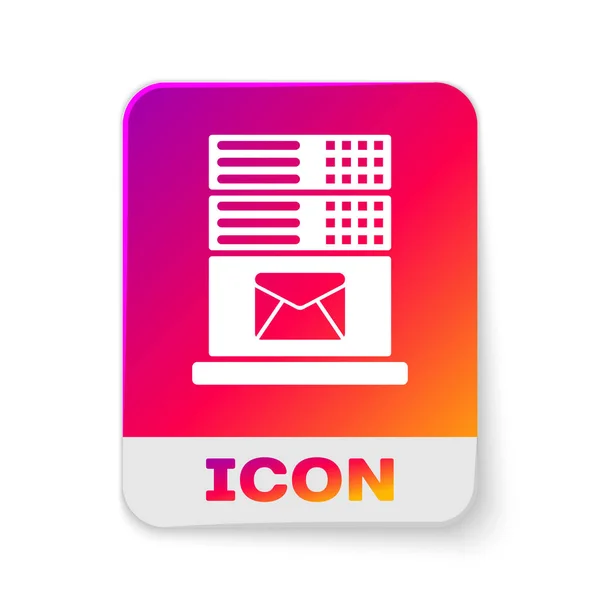 Vit postserver ikon isolerad på vit bakgrund. Knappen rektangel färg. Vektor illustration — Stock vektor