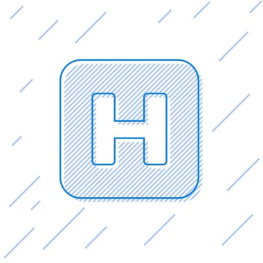 Mavi Hastane tabela simgesi beyaz arka plan üzerinde izole. Vektör İllüstrasyonu