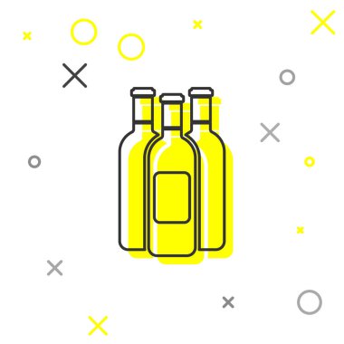 Beyaz arka planda izole şarap hattı simgesi Gri Şişeler. Vektör İllüstrasyonu