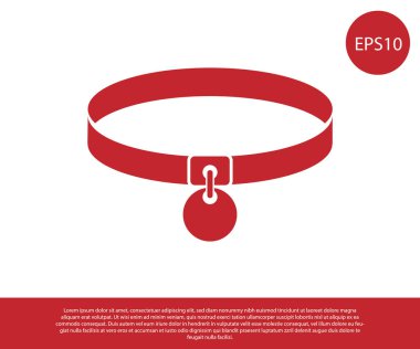 Beyaz arka planda izole edilmiş ad etiketi simgesine sahip Kırmızı Yaka. Evcil hayvanlar için basit malzemeler. Kedi ve köpek bakımı. Evcil hayvan zincirleri. Vektör İllüstrasyonu