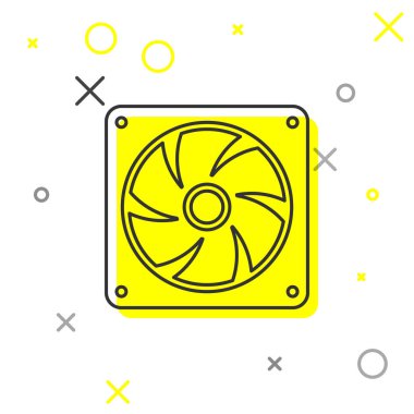 Gri Bilgisayar soğutucu çizgi simgesi beyaz arka plan üzerinde yalıtılmış. Pc donanım fan. Vektör İllüstrasyonu