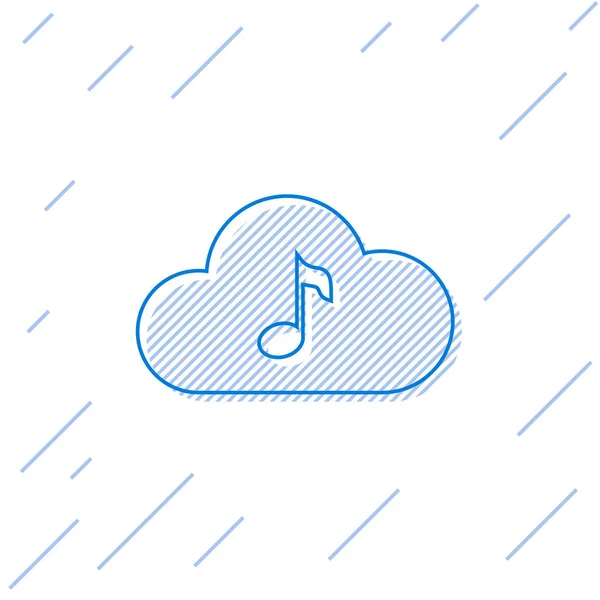 Icône de ligne de service de streaming Blue Music isolée sur fond blanc. Cloud Computing sonore, streaming multimédia en ligne, chanson en ligne, onde audio. Illustration vectorielle — Image vectorielle