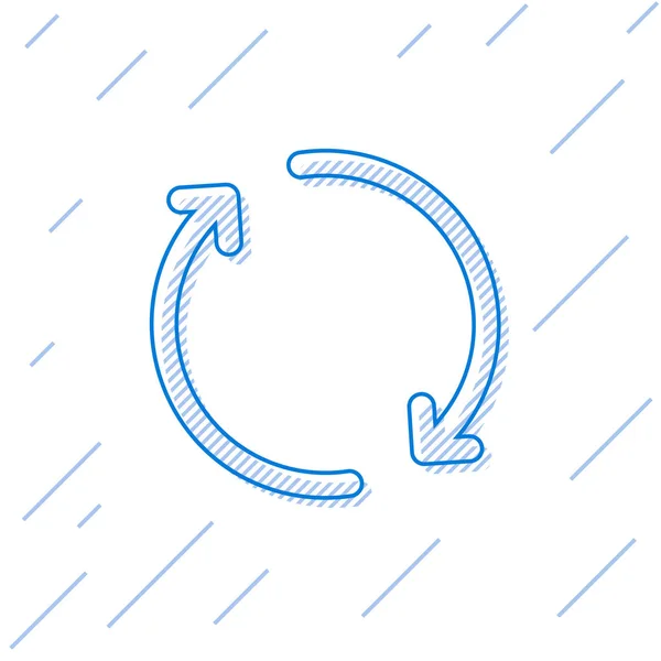 Icône de ligne Blue Refresh isolée sur fond blanc. Recharger le symbole. Flèches de rotation dans un signe de cercle. Illustration vectorielle — Image vectorielle