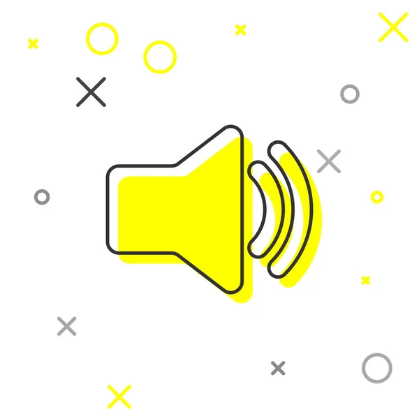 Graues Lautsprecherlautstärkesymbol - Audio-Sprachton-Symbol, Medien-Musikzeilen-Symbol isoliert auf weißem Hintergrund. Vektorillustration — Stockvektor