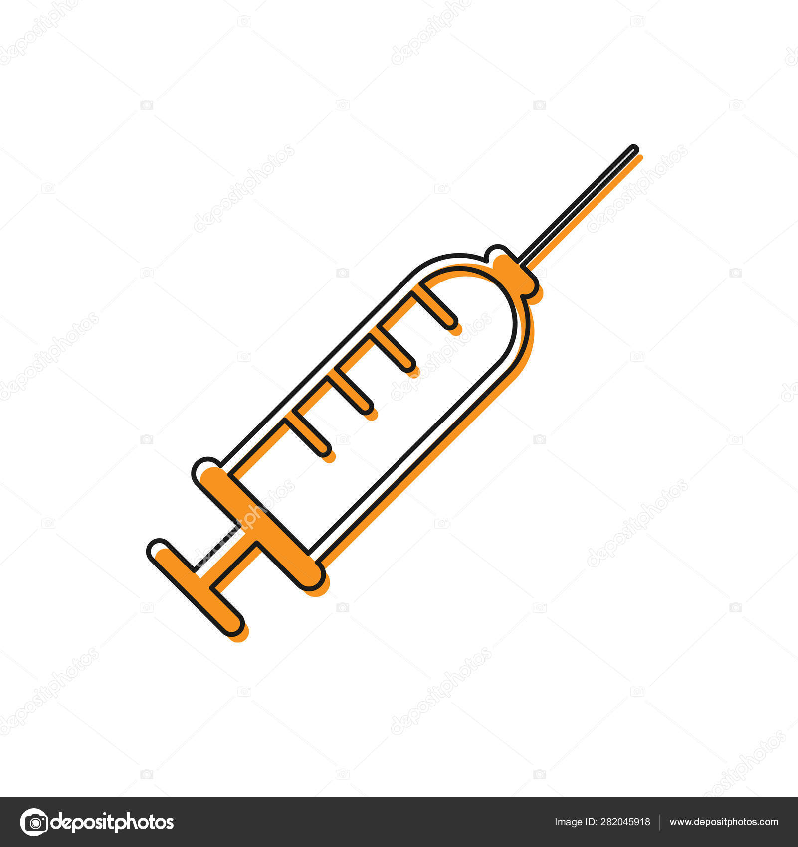 オレンジ色のシリンジアイコンが白い背景に分離されています ワクチン