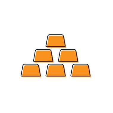 Turuncu Altın çubuklar simgesi beyaz arka planda yalıtılmış. Bankacılık iş kavramı. Vektör İllüstrasyonu