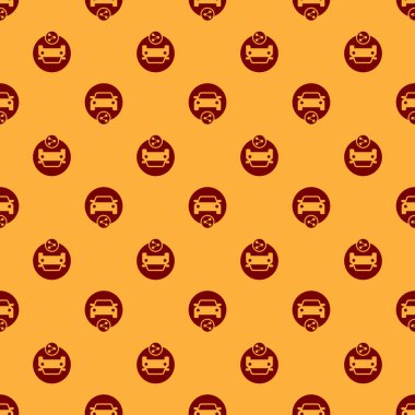 Kırmızı Araba paylaşım simgesi kahverengi arka plan üzerinde sorunsuz desen izole. Araba paylaşım işareti. Ulaşım kiralama hizmeti konsepti. Düz tasarım. Vektör İllüstrasyonu