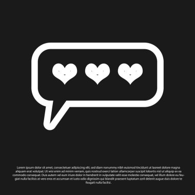 Siyah arka planda izole edilmiş Siyah Beğen ve kalp simgesi. Karşı Bildirim Simgesi. Takipçi Insta. Vektör İllüstrasyonu