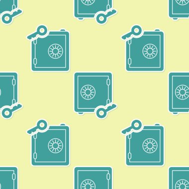 Kazık simgesiyeşil proof sarı arka plan üzerinde sorunsuz desen izole. Kripto para ekonomisi ve finans tahsilatı. Düz tasarım. Vektör İllüstrasyonu