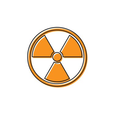 Turuncu Radyoaktif simgesi beyaz arka plan üzerinde izole. Radyoaktif toksik sembol. Radyasyon Tehlikesi işareti. Vektör İllüstrasyonu