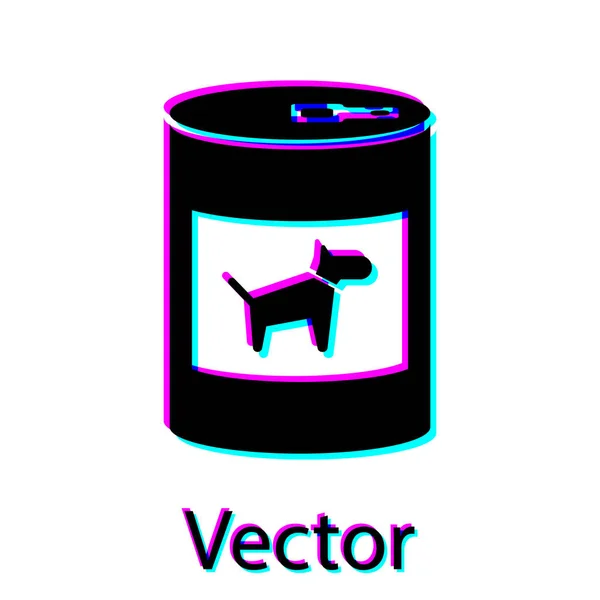 Black Canned food para perro icono aislado sobre fondo blanco. Comida para animales. Comida para perros para mascotas. Ilustración vectorial — Vector de stock