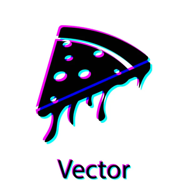 Schwarze Scheibe Pizza-Symbol isoliert auf weißem Hintergrund. Vektorillustration — Stockvektor