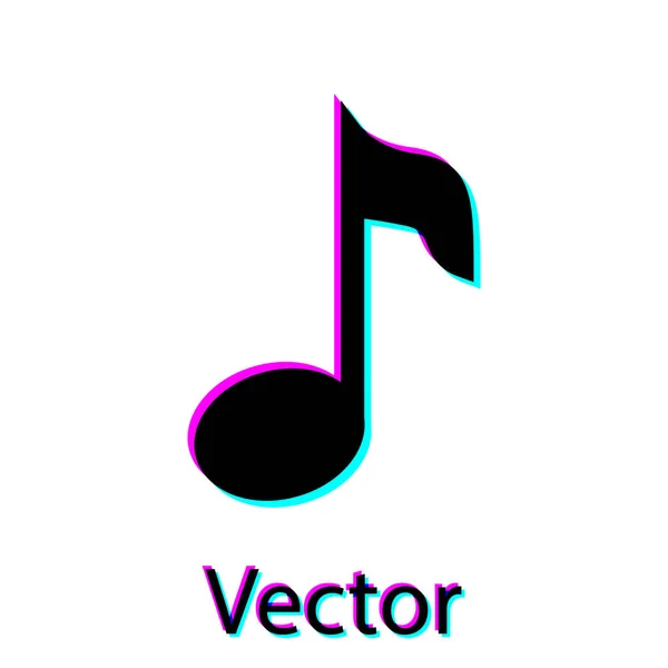 Zwarte muziek opmerking, Toon pictogram geïsoleerd op witte achtergrond. Vector illustratie — Stockvector