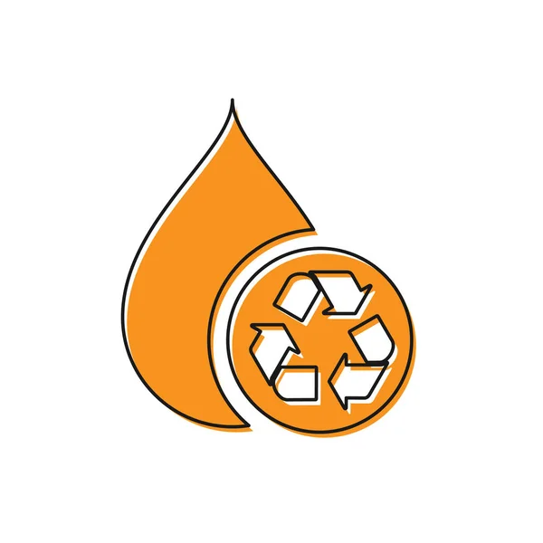 Orange recyceln sauberes Aqua-Symbol isoliert auf weißem Hintergrund. Wassertropfen mit Zeichenrecycling. Vektorillustration — Stockvektor