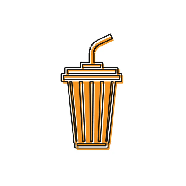 Cristal naranja con icono de agua aislado sobre fondo blanco. Un vaso de refresco con paja para beber. Símbolo de bebida fría fresca. Ilustración vectorial — Archivo Imágenes Vectoriales