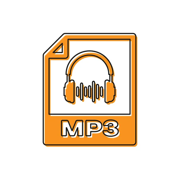 Orangefarbene mp3-Datei Dokument-Symbol. mp3-Symbol auf weißem Hintergrund isoliert herunterladen. mp3 Musikformat Zeichen. mp3-Dateisymbol. Vektorillustration — Stockvektor