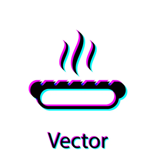 Sandwich Hotdog negro con icono de mostaza aislado sobre fondo blanco. Icono de salchicha. Signo de comida rápida. Ilustración vectorial — Archivo Imágenes Vectoriales