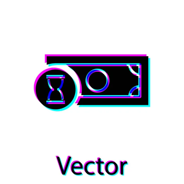 Negro Icono de pagos rápidos aislado sobre fondo blanco. Pago rápido por transferencia de dinero. Servicios financieros, préstamos rápidos, tiempo es dinero, concepto de devolución de efectivo. Ilustración vectorial — Vector de stock