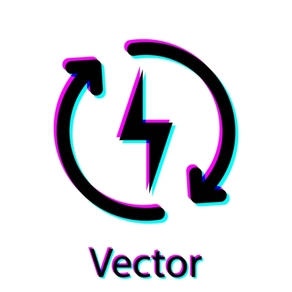 Ícone preto Recarregamento isolado no fundo branco. Sinal de energia eléctrica. Ilustração vetorial — Vetor de Stock