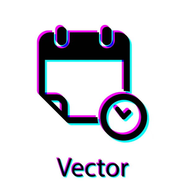 Siyah Takvim ve saat simgesi beyaz arka planda yalıtılmış. Zamanlama, randevu, organizatör, zaman çizelgesi, zaman yönetimi, önemli tarih. Vektör İllüstrasyonu — Stok Vektör