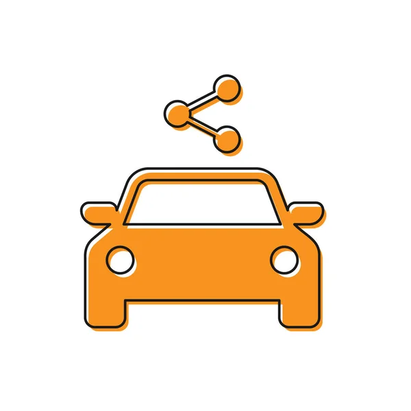 Orange Car sharing icona isolata su sfondo bianco. Carsharing segno. Concetto di servizio di noleggio trasporti. Illustrazione vettoriale — Vettoriale Stock