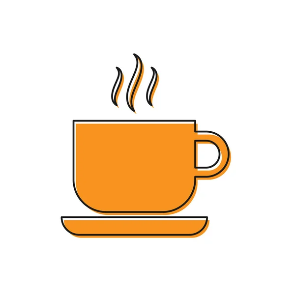 Orangefarbene Kaffeetasse Symbol isoliert auf weißem Hintergrund. Teetasse vorhanden. Heißes Getränk Kaffee. Vektorillustration — Stockvektor