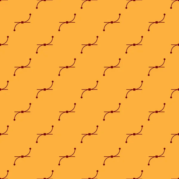 Rotes Bezier-Kurve-Symbol isoliert nahtloses Muster auf braunem Hintergrund. Stift-Werkzeug-Symbol. Vektorillustration — Stockvektor