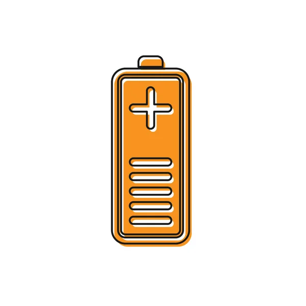 Icône orange indicateur de niveau de charge de la batterie isolé sur fond blanc. Illustration vectorielle — Image vectorielle
