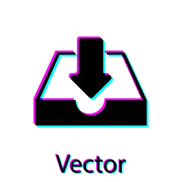 Czarna ikona Pobierz skrzynkę odbiorczą na białym tle. Ilustracja wektorowa — Wektor stockowy