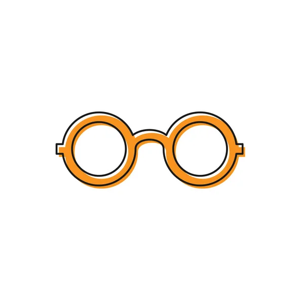 Помаранчевий окуляри значок ізольований на білому фоні. Символ рамки для окулярів. Векторна ілюстрація — стоковий вектор